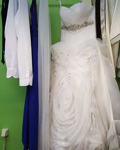 Wedding dress and formal wear dry cleaning at Eco Cleaners Santorini